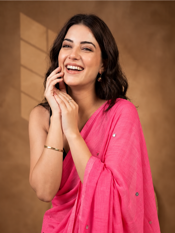 Solid Pure Cotton Saree with Unstiched Blouse