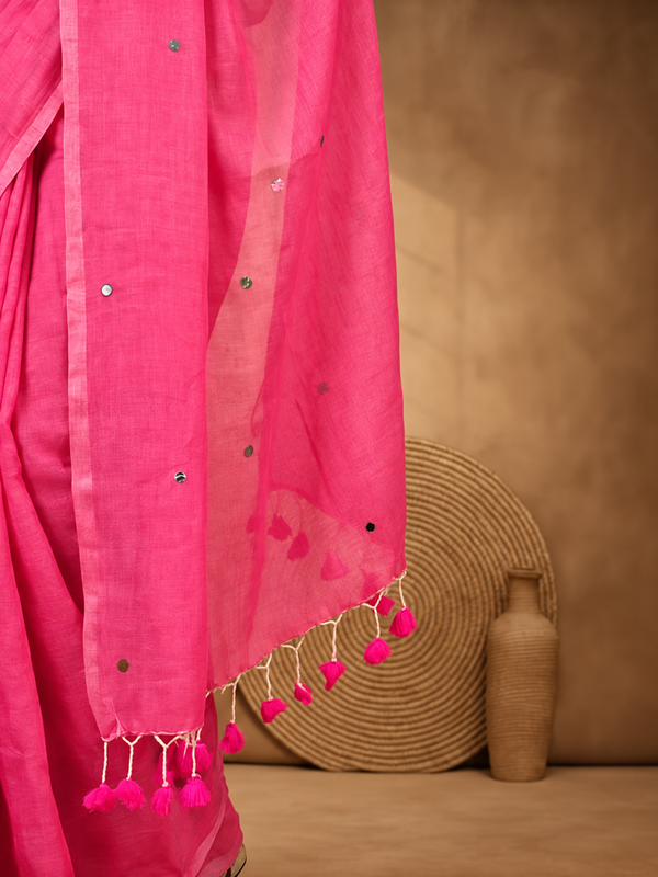Solid Pure Cotton Saree with Unstiched Blouse