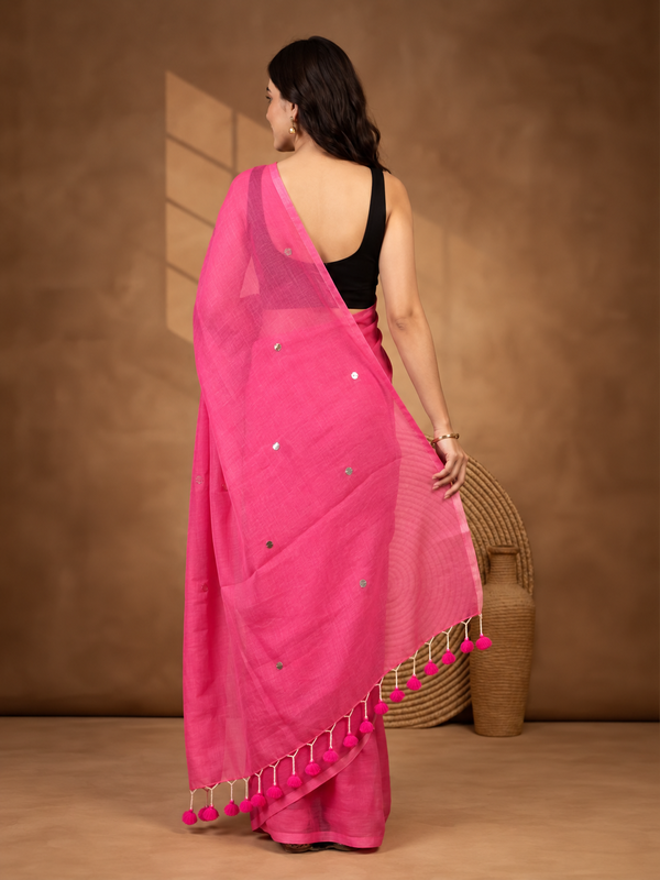 Solid Pure Cotton Saree with Unstiched Blouse