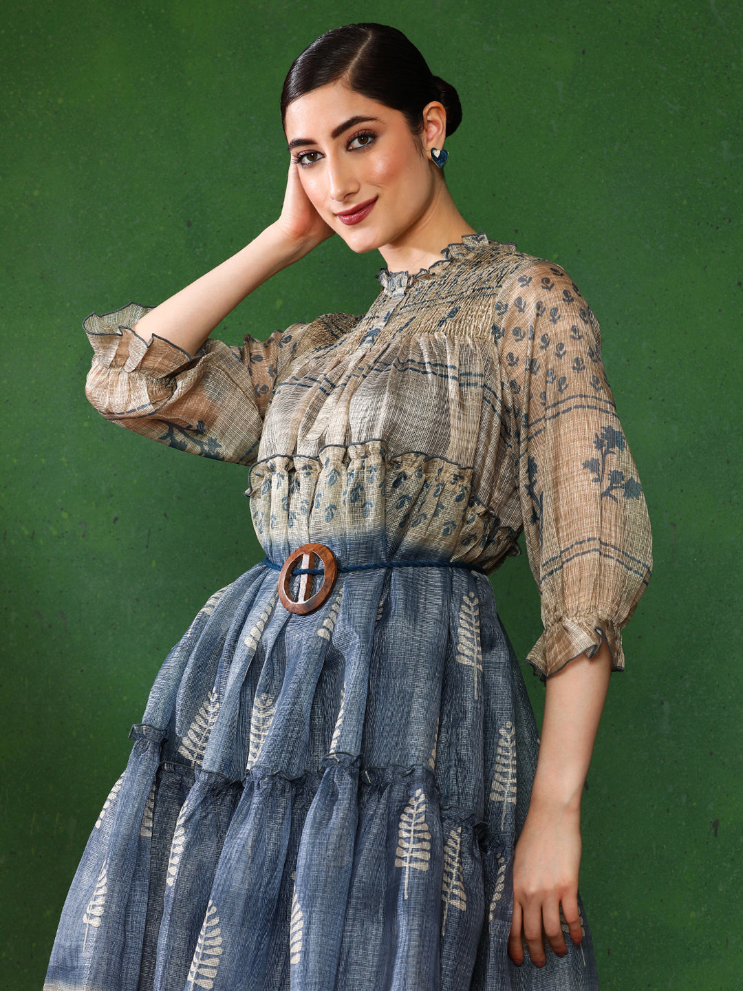 Floral Printed A-Line Cotton Blend Ethnic Dress