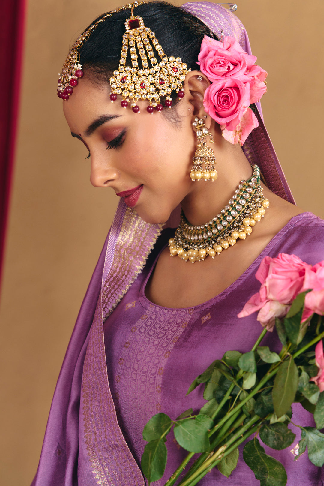 Floral Embroidered Straight Kurta & Trousers Sets