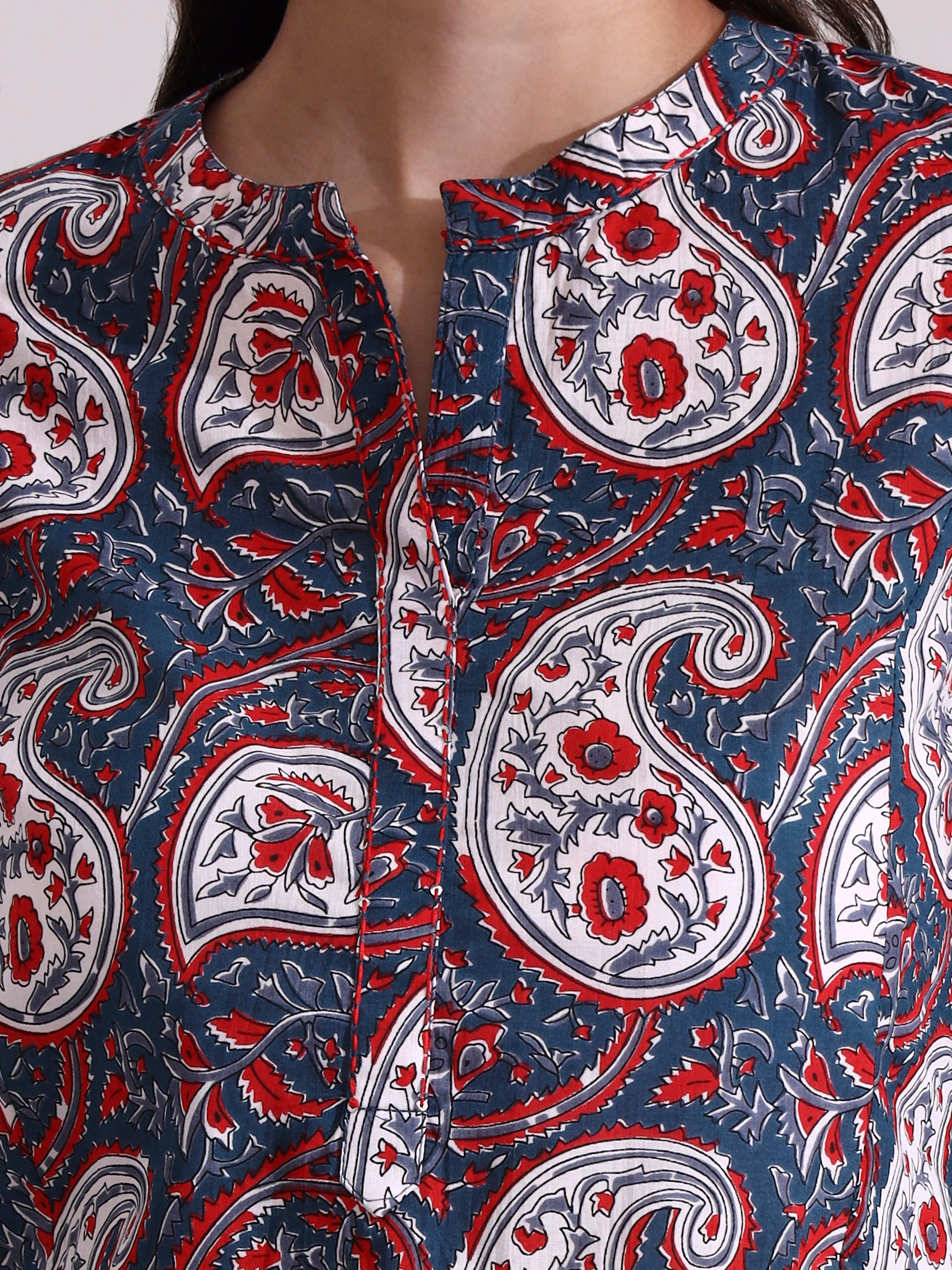 Floral Printed Straight Pure Cotton Kurta & Trousers Sets