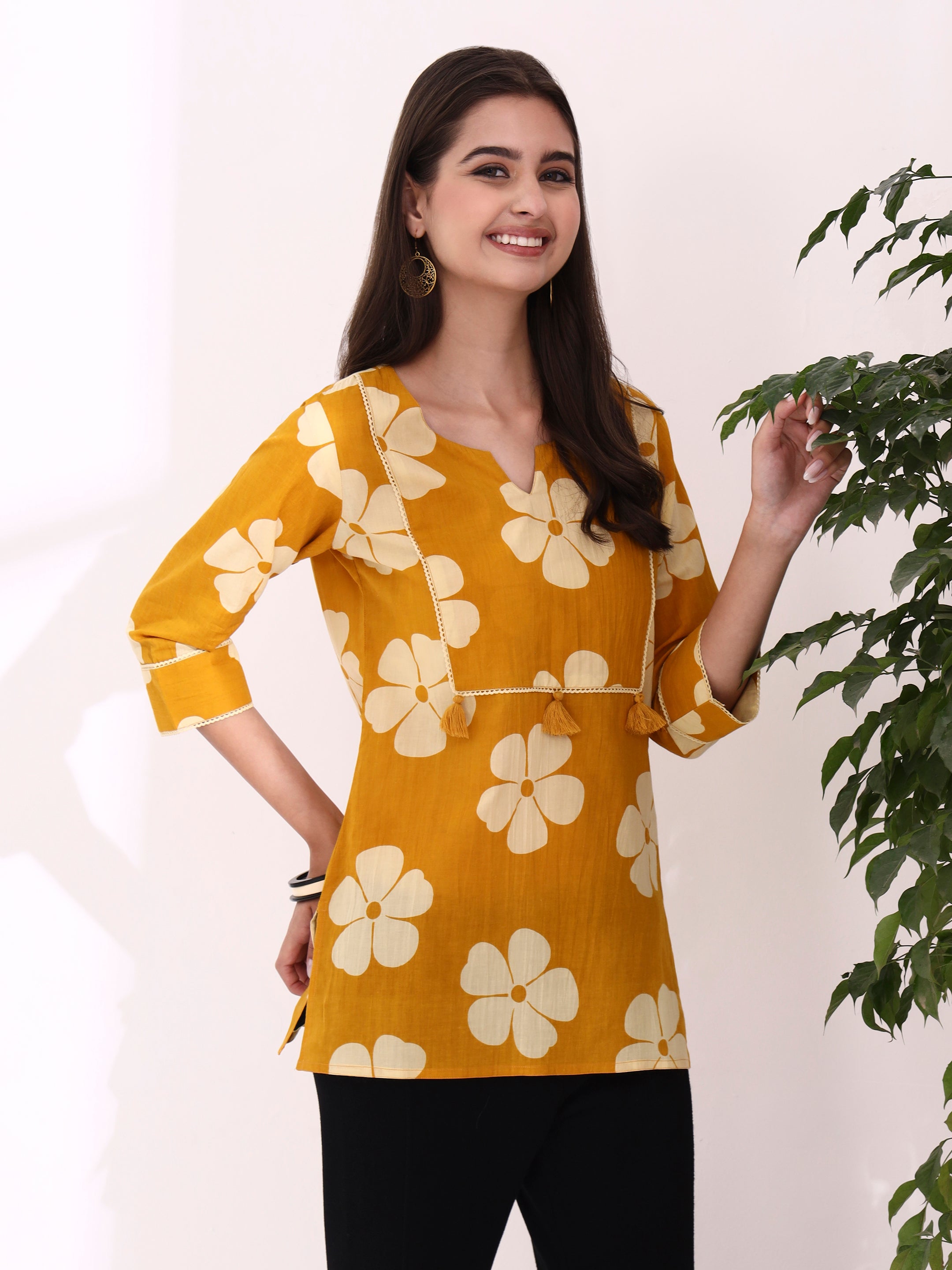 Floral Printed Straight Pure Cotton Top
