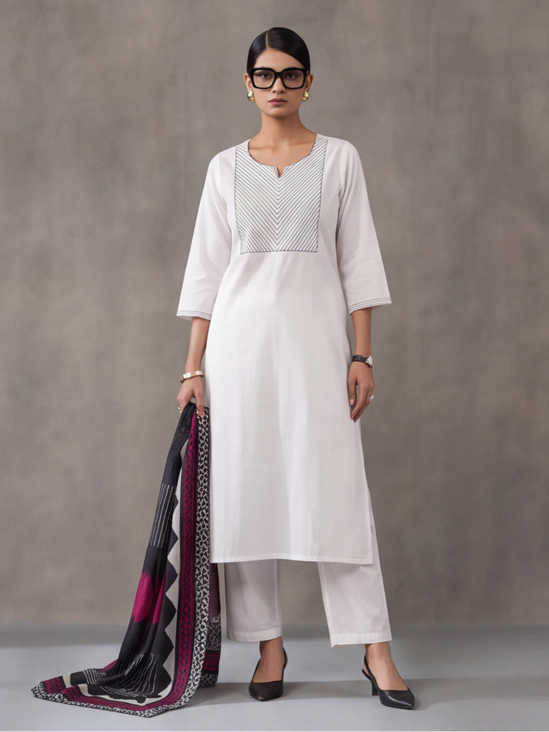 Solid Cotton Straight Kurta & Trouser Sets