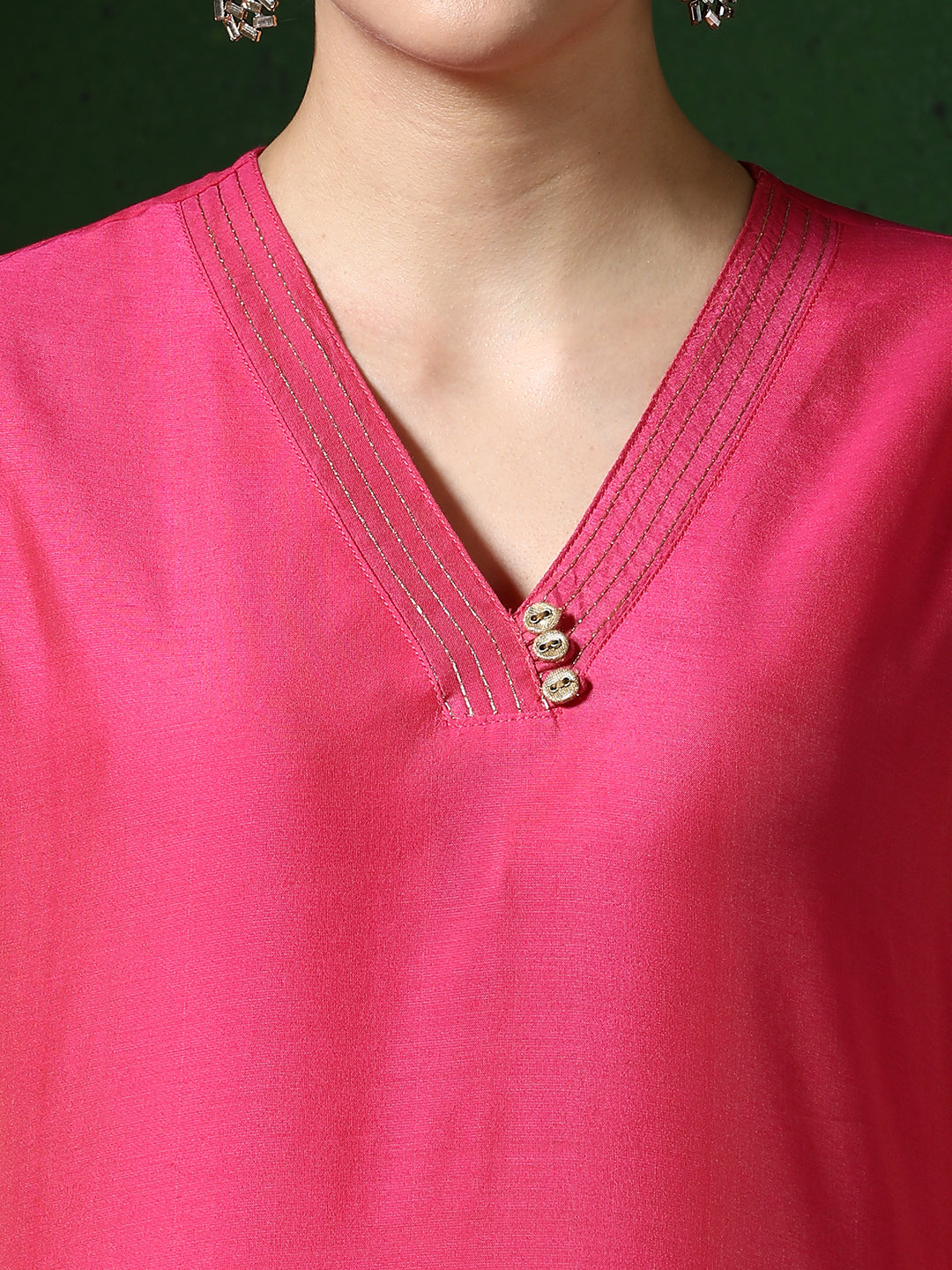 Solid Embroidered Straight Chanderi Silk Kurta