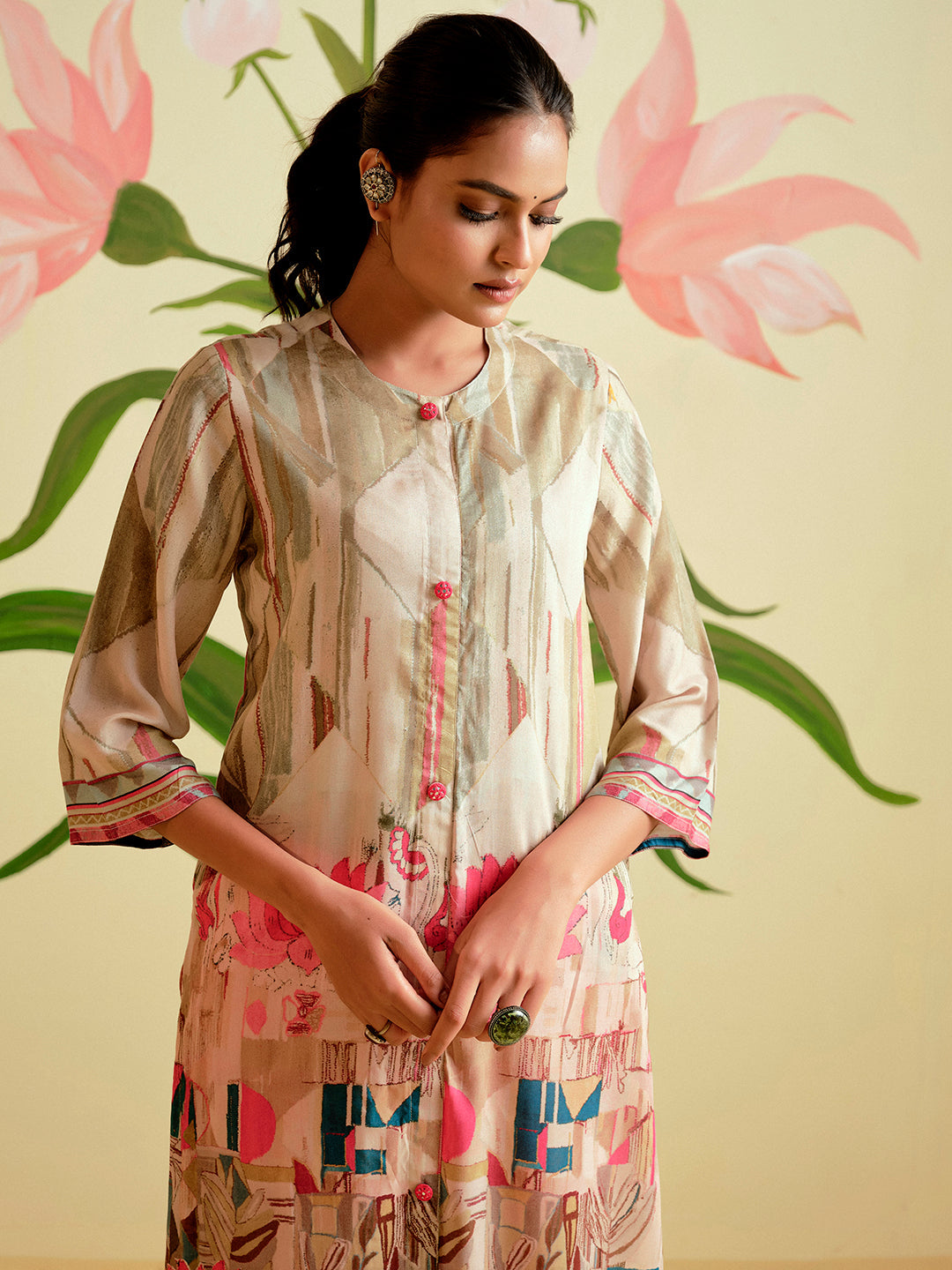 Embroidered Straight Kurta & Trousers Sets