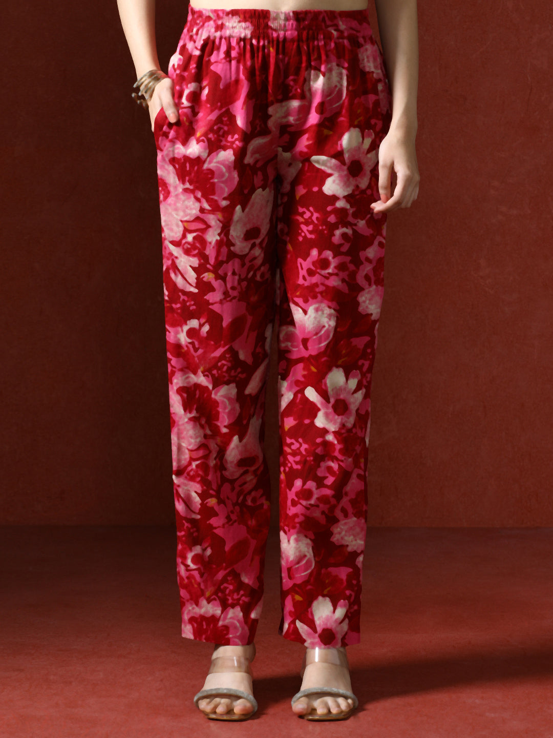 Floral Printed Straight Kurta & Trousers Sets