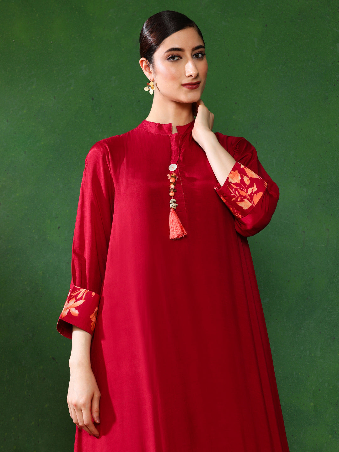 Floral Solid A-Line Kurta & Trousers Sets