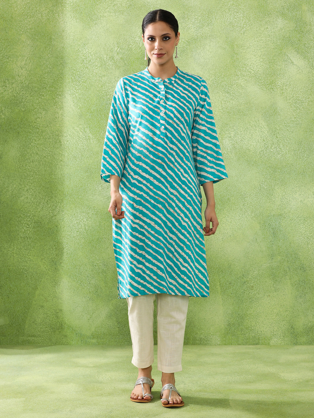 Leheriya Printed Straight Kurta