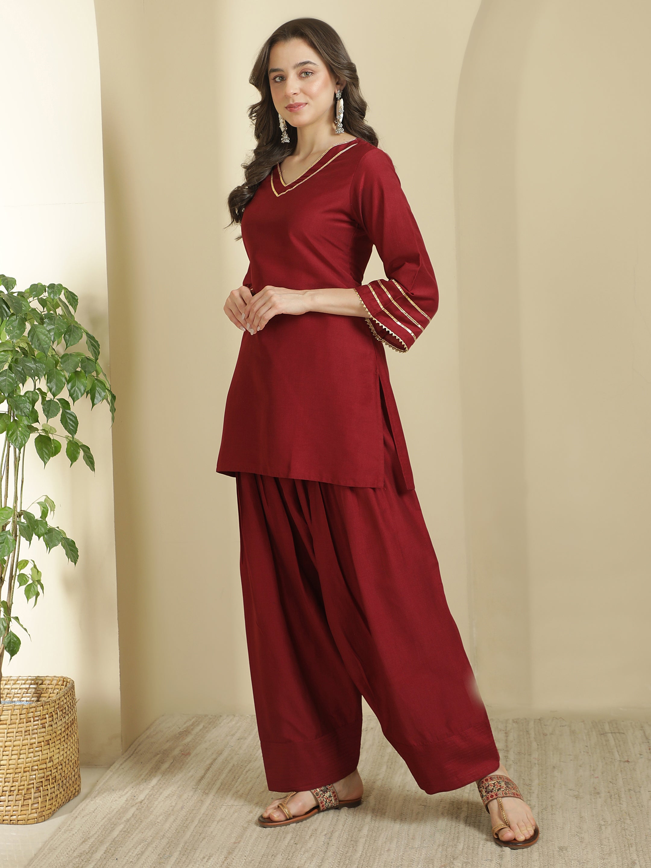 Solid Silk Blend Kurts & Salwar Sets