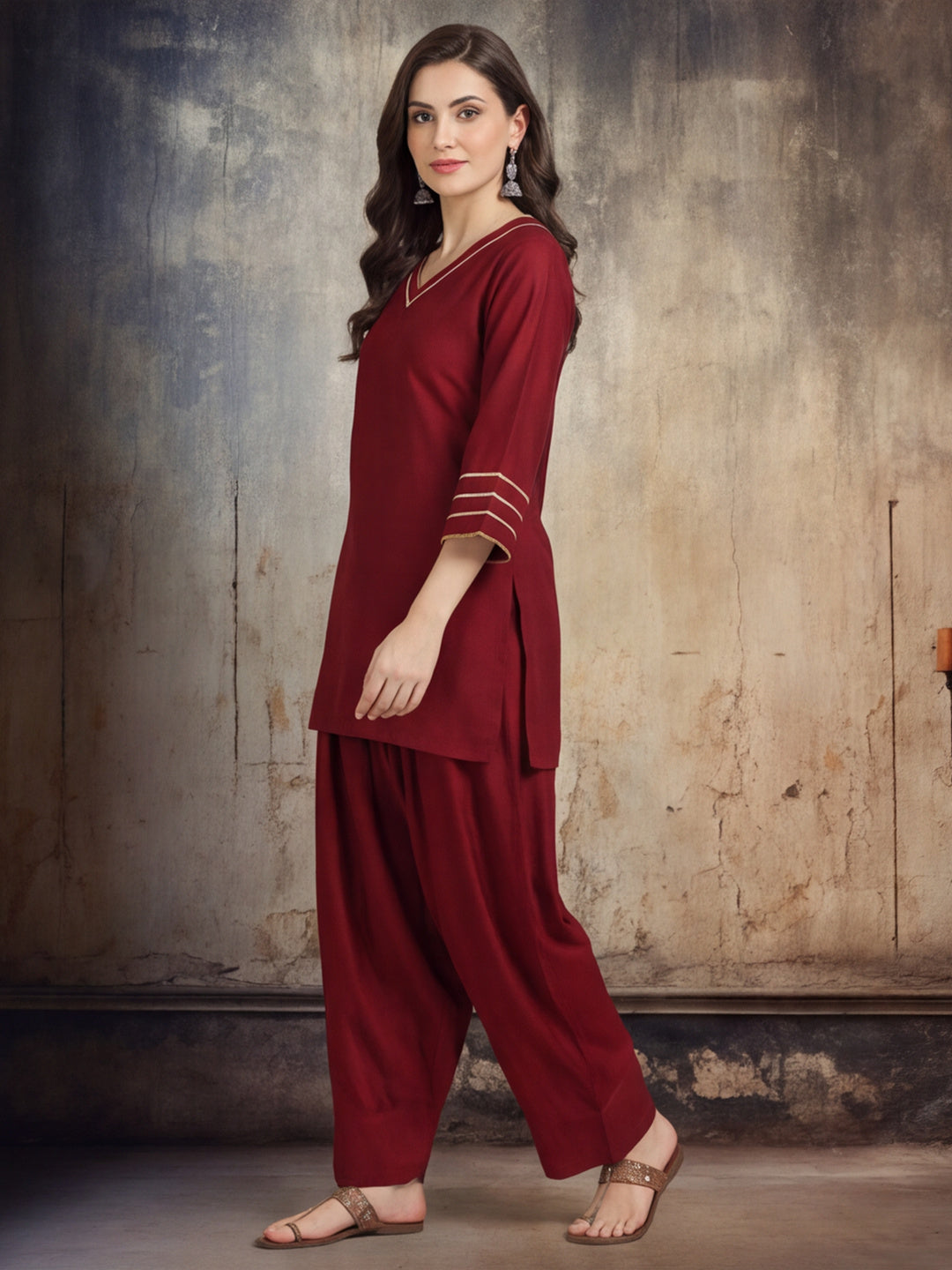 Solid Silk Blend Kurts & Salwar Sets