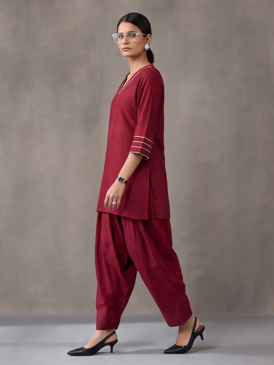 Solid Silk Blend Kurts & Salwar Sets
