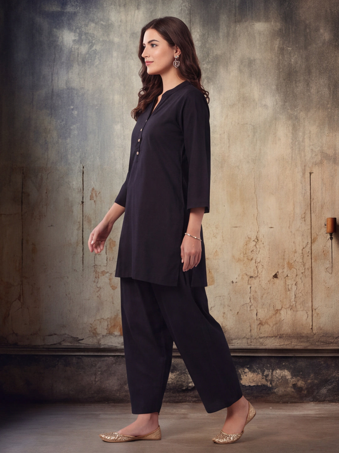 Solid Cotton Straight Kurta & Salwar Sets