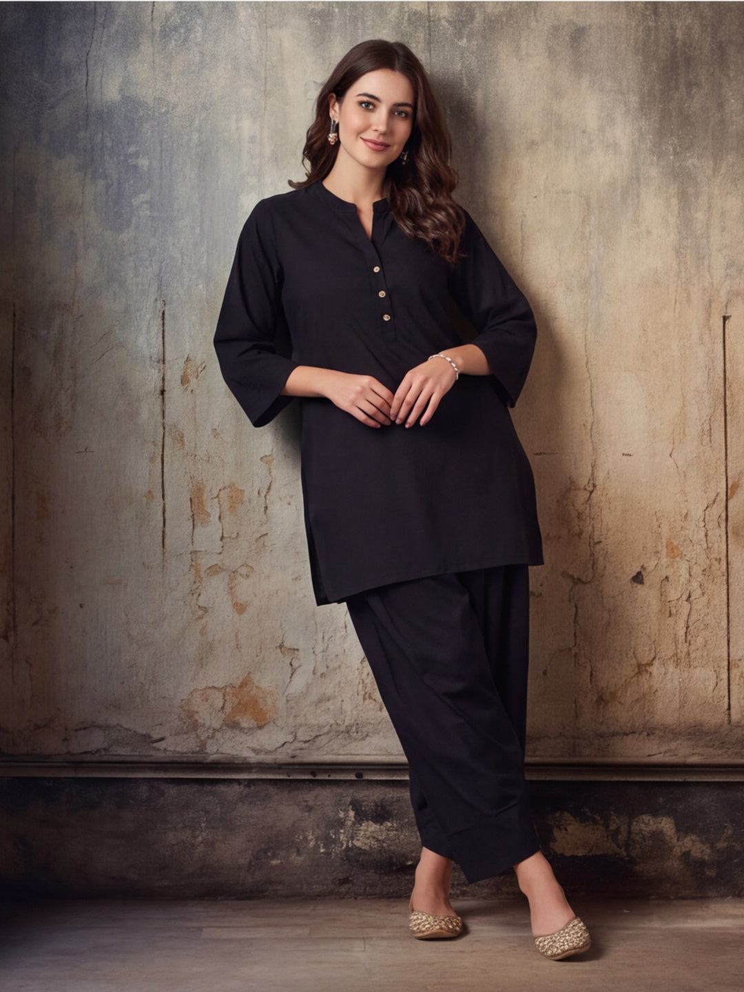 Solid Cotton Straight Kurta & Salwar Sets