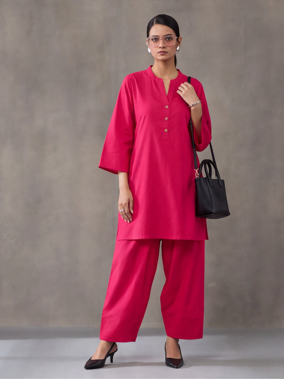 Solid Cotton Straight Kurta & Salwar Sets