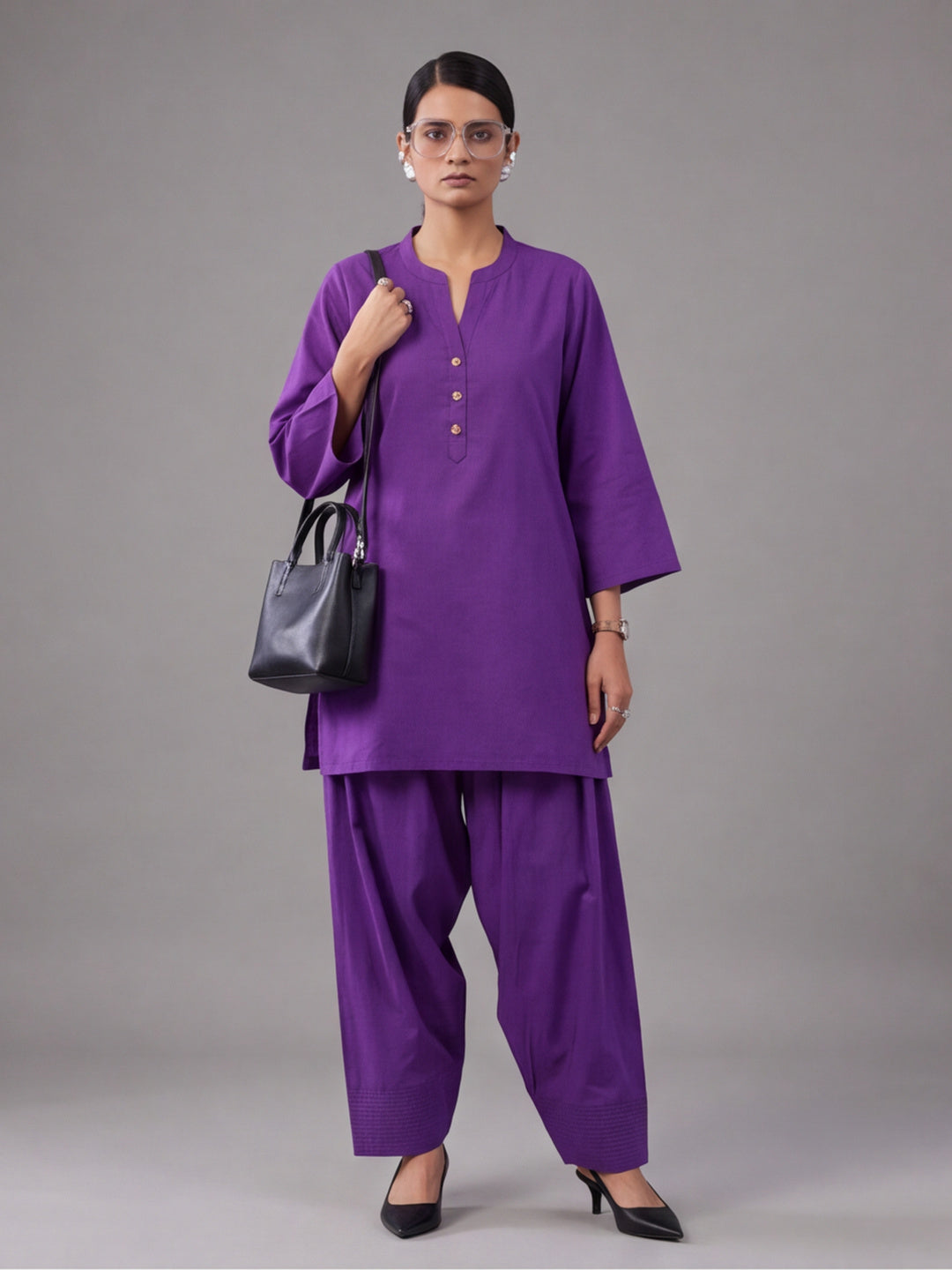 Solid Cotton Straight Kurta & Salwar Sets