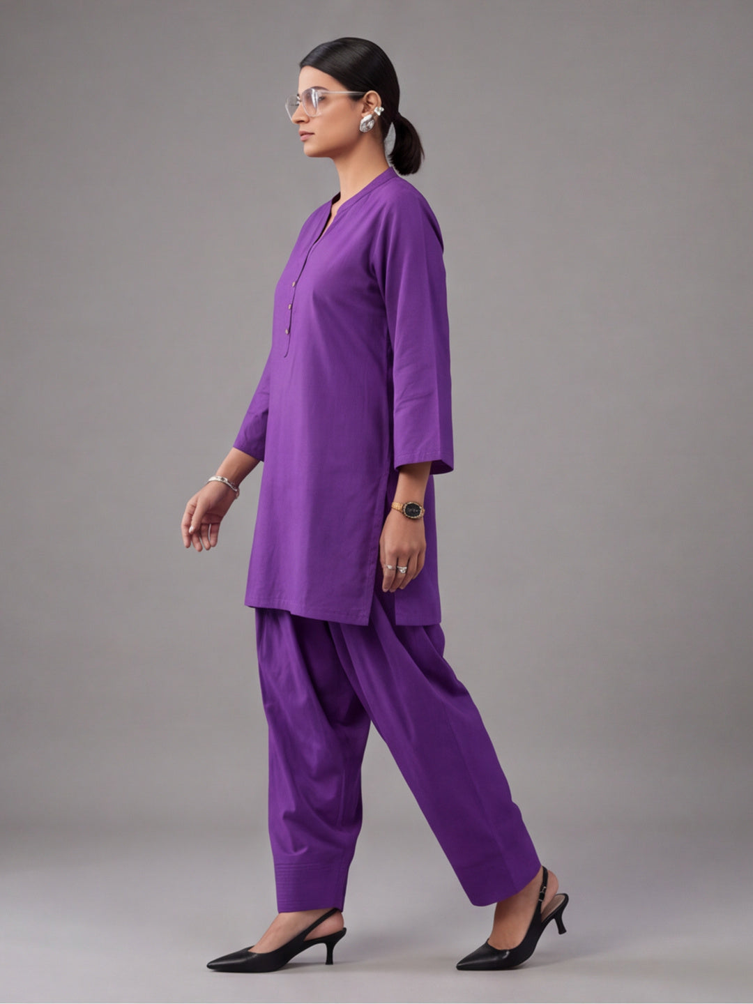 Solid Cotton Straight Kurta & Salwar Sets