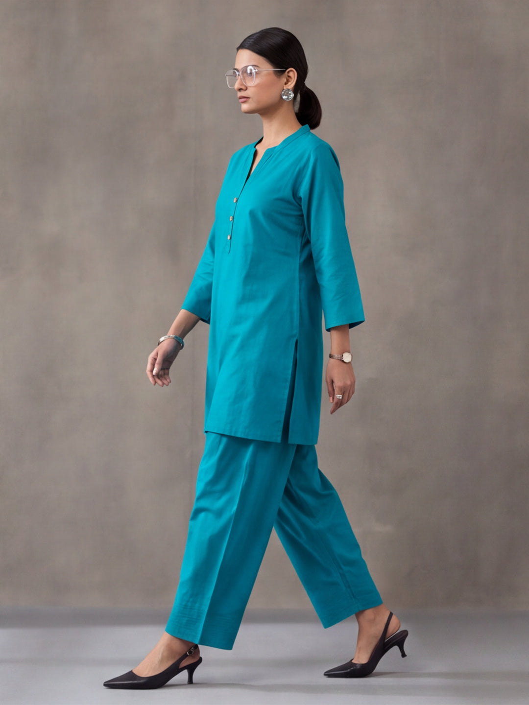 Solid Cotton Straight Kurta & Salwar Sets