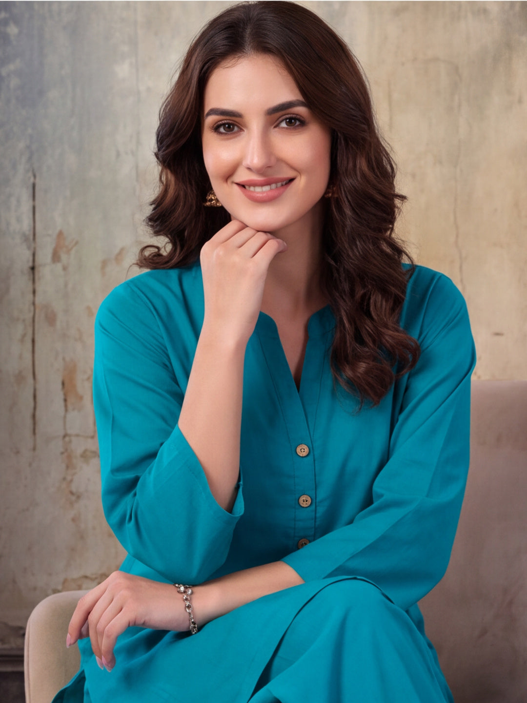 Solid Cotton Straight Kurta & Salwar Sets