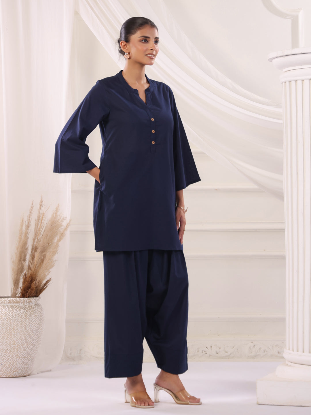 Solid Cotton Straight Kurta & Salwar Sets