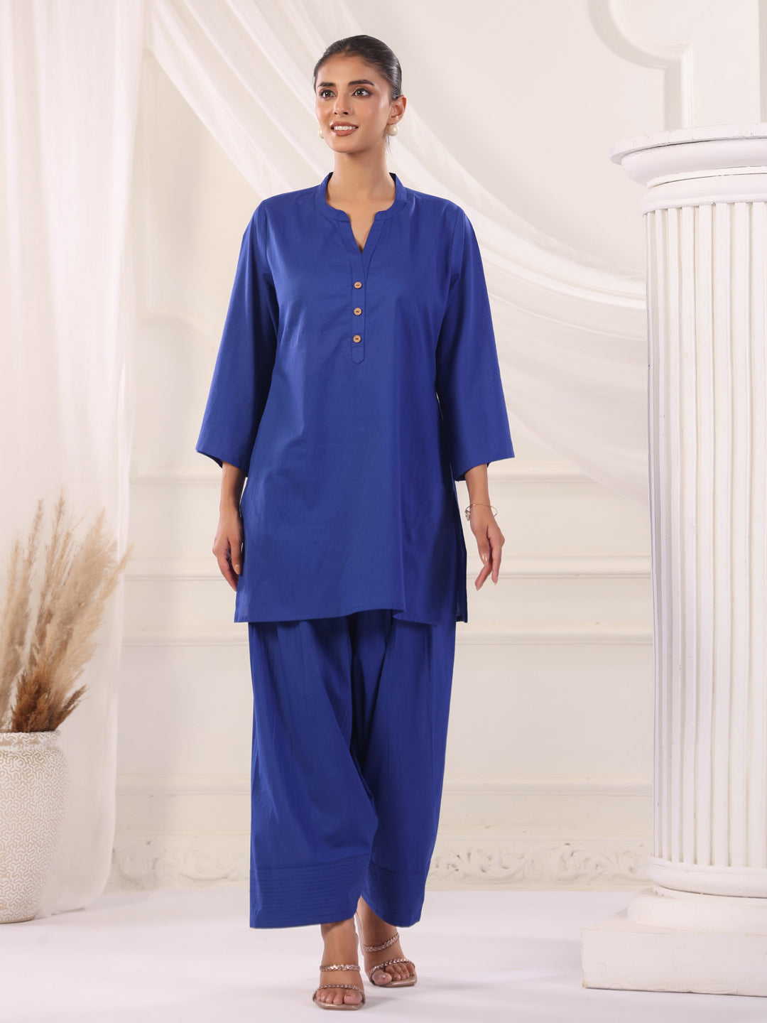 Solid Cotton Straight Kurta & Salwar Sets