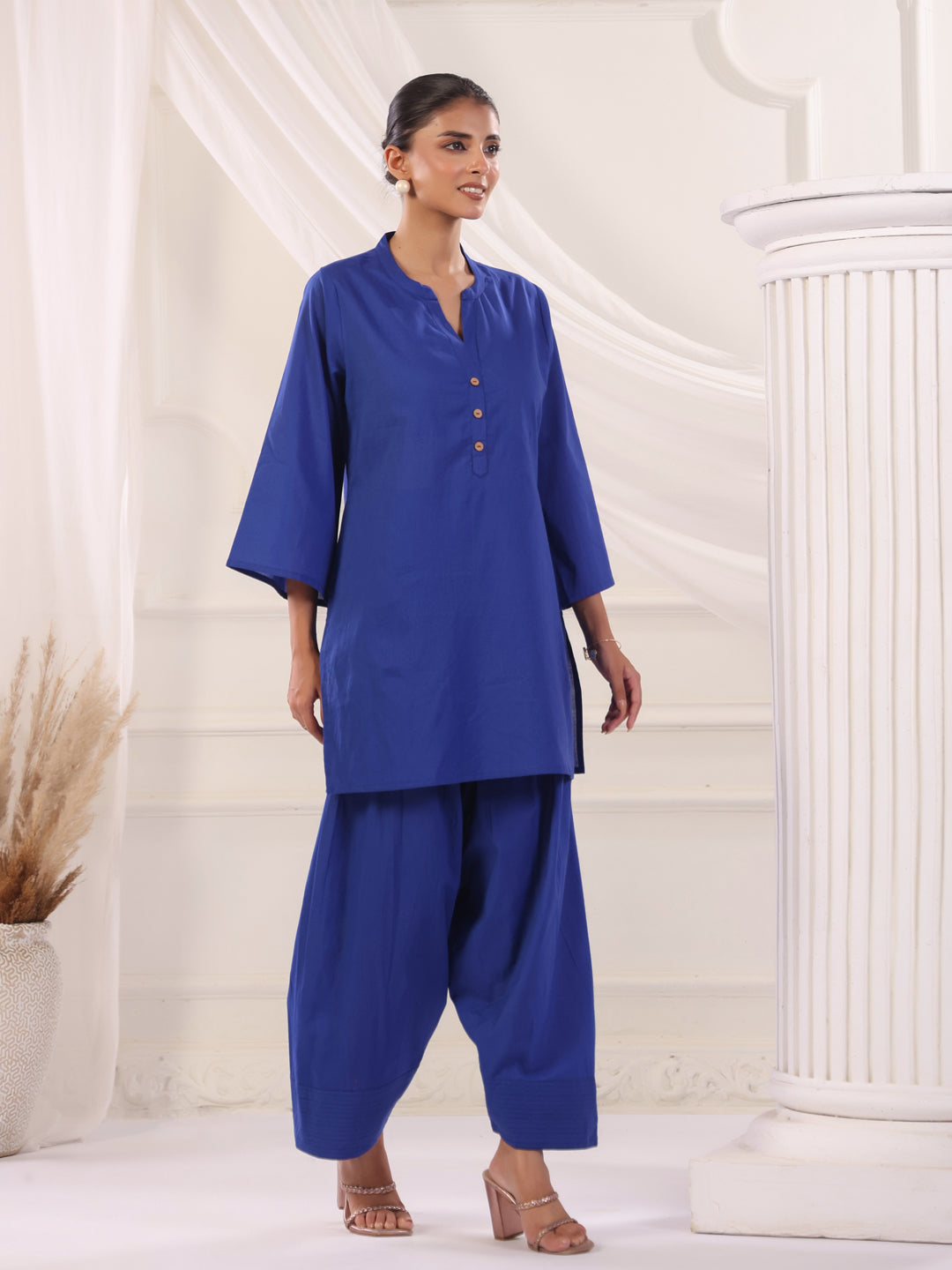 Solid Cotton Straight Kurta & Salwar Sets