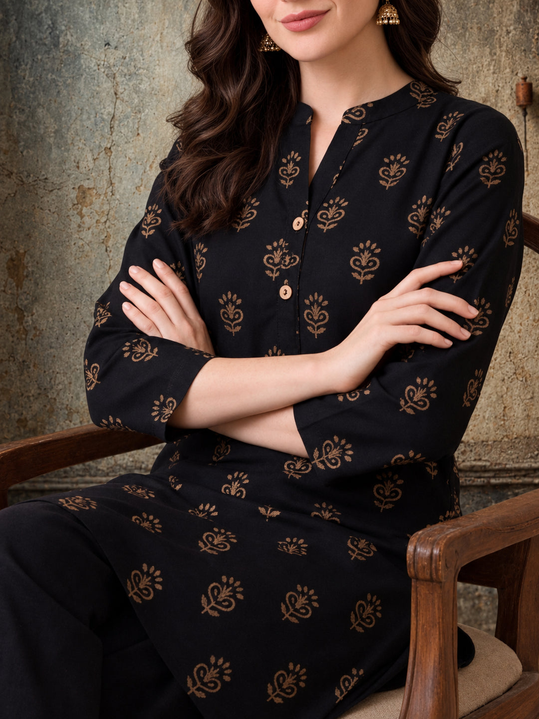 Floral Printed Straight Pure Cotton Kurta & Farshi Salwar Sets
