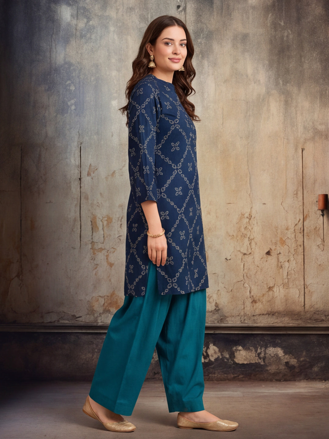 Floral Printed Straight Pure Cotton Kurta & Farshi Salwar Sets