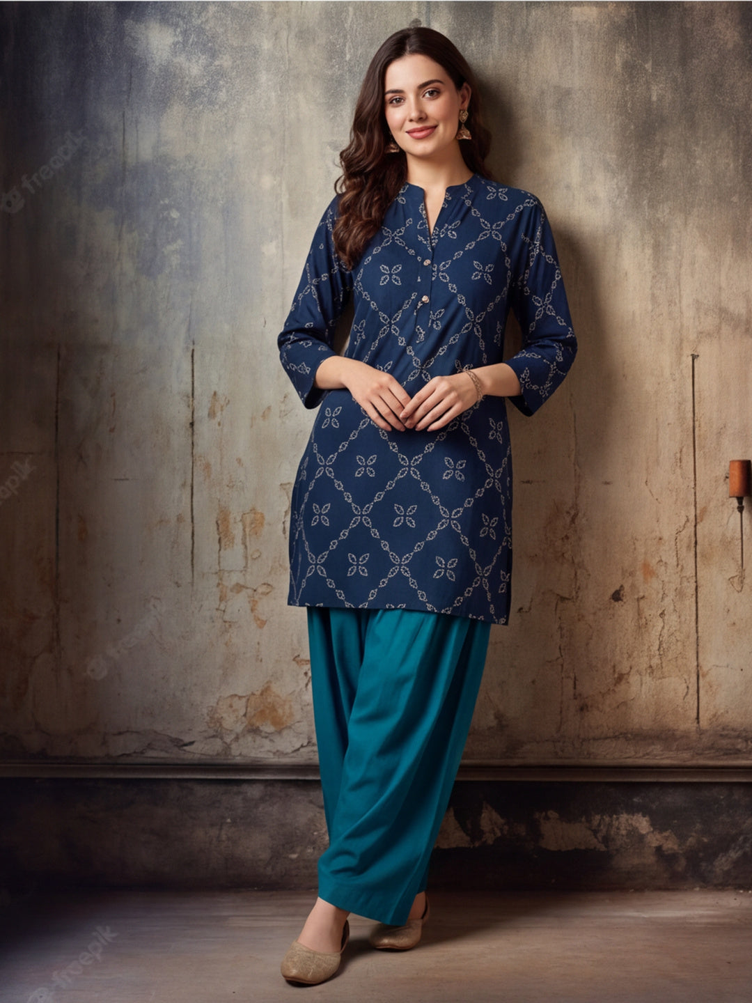 Floral Printed Straight Pure Cotton Kurta & Farshi Salwar Sets