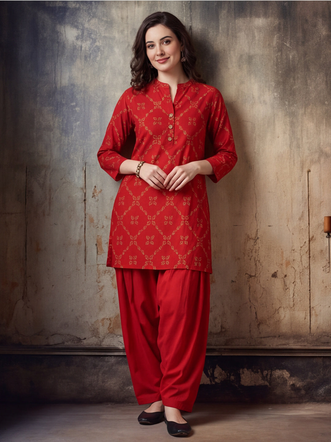 Floral Printed Straight Pure Cotton Kurta & Farshi Salwar Sets