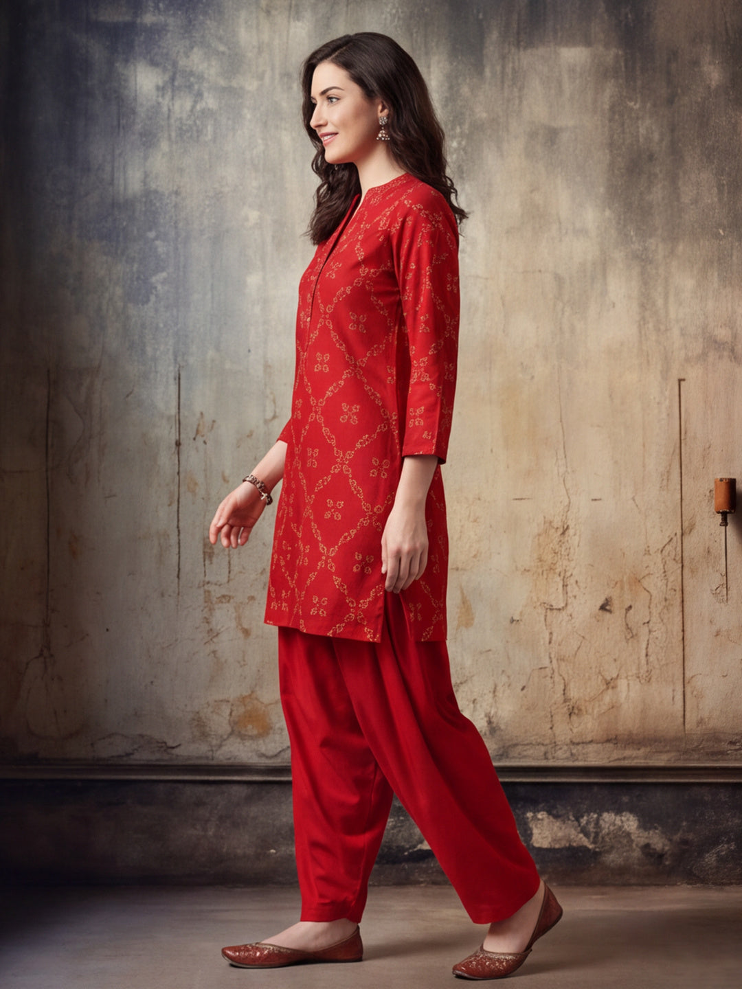 Floral Printed Straight Pure Cotton Kurta & Farshi Salwar Sets