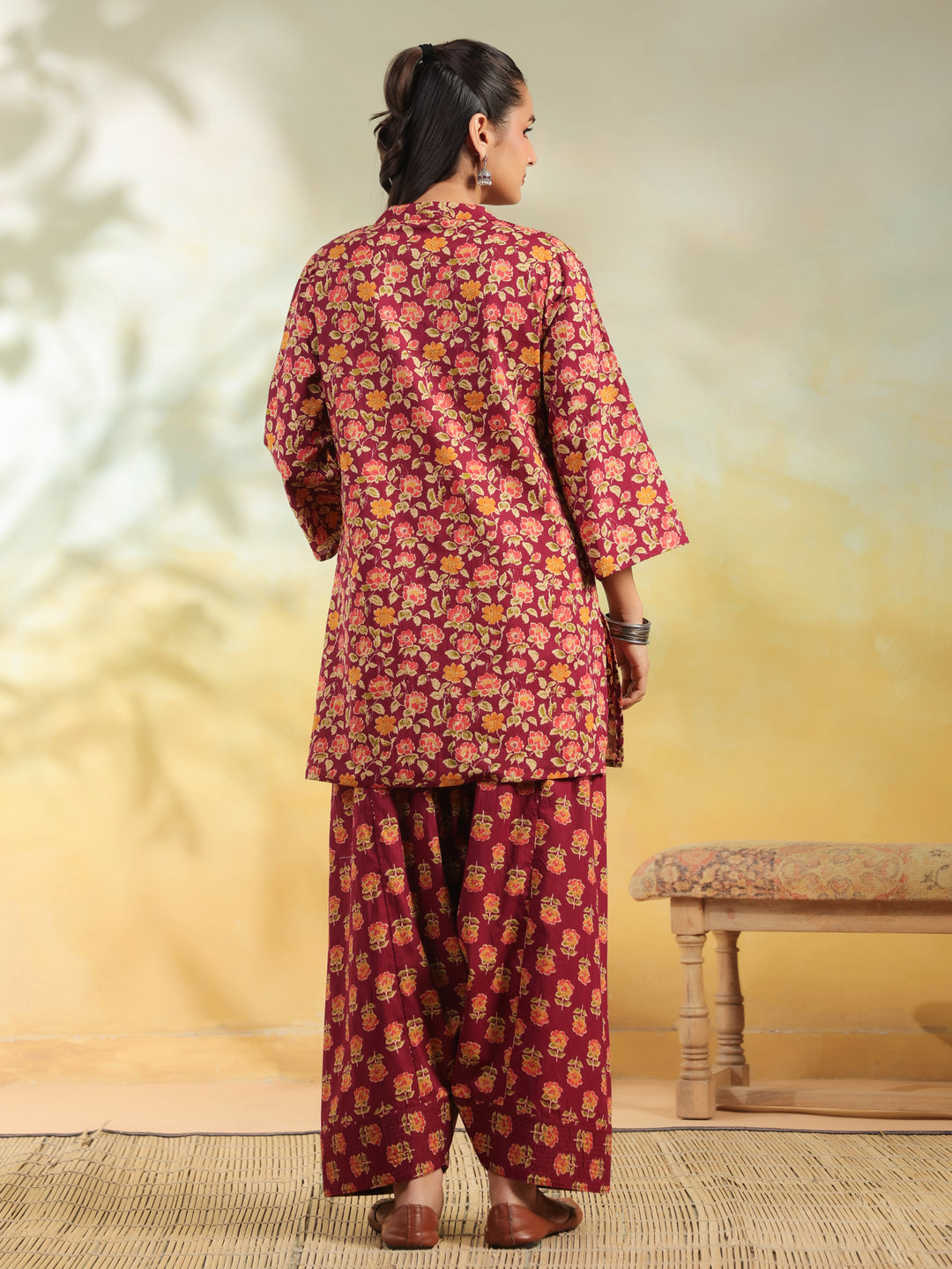 Floral Printed Straight Pure Cotton Kurta & Salwar Sets