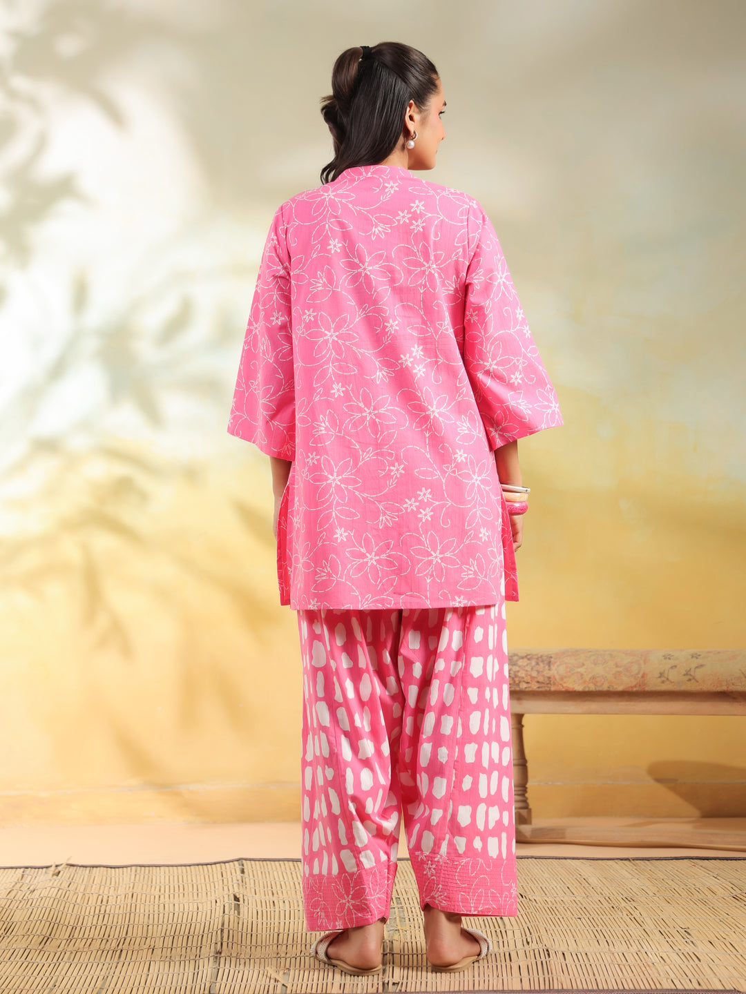 Floral Printed Straight Pure Cotton Kurta & Salwar Sets