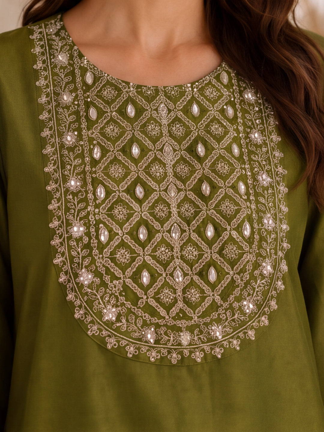 Floral Embroidered Straight Kurta & Farshi Salwar Sets