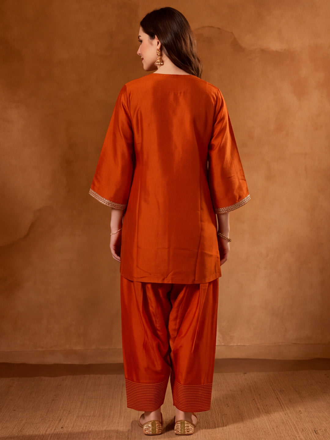 Floral Embroidered Straight Kurta & Farshi Salwar Sets
