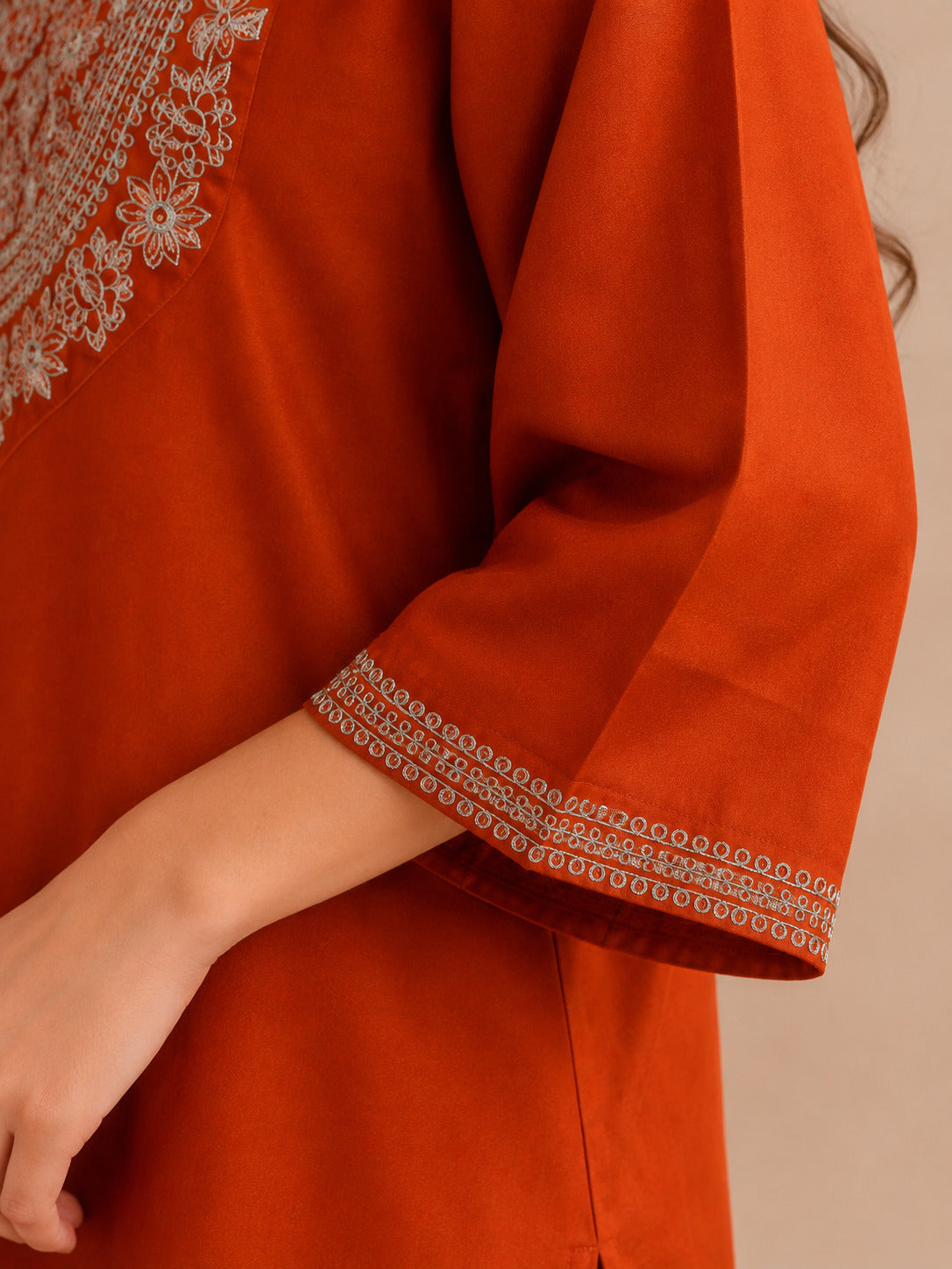 Floral Embroidered Straight Kurta & Farshi Salwar Sets