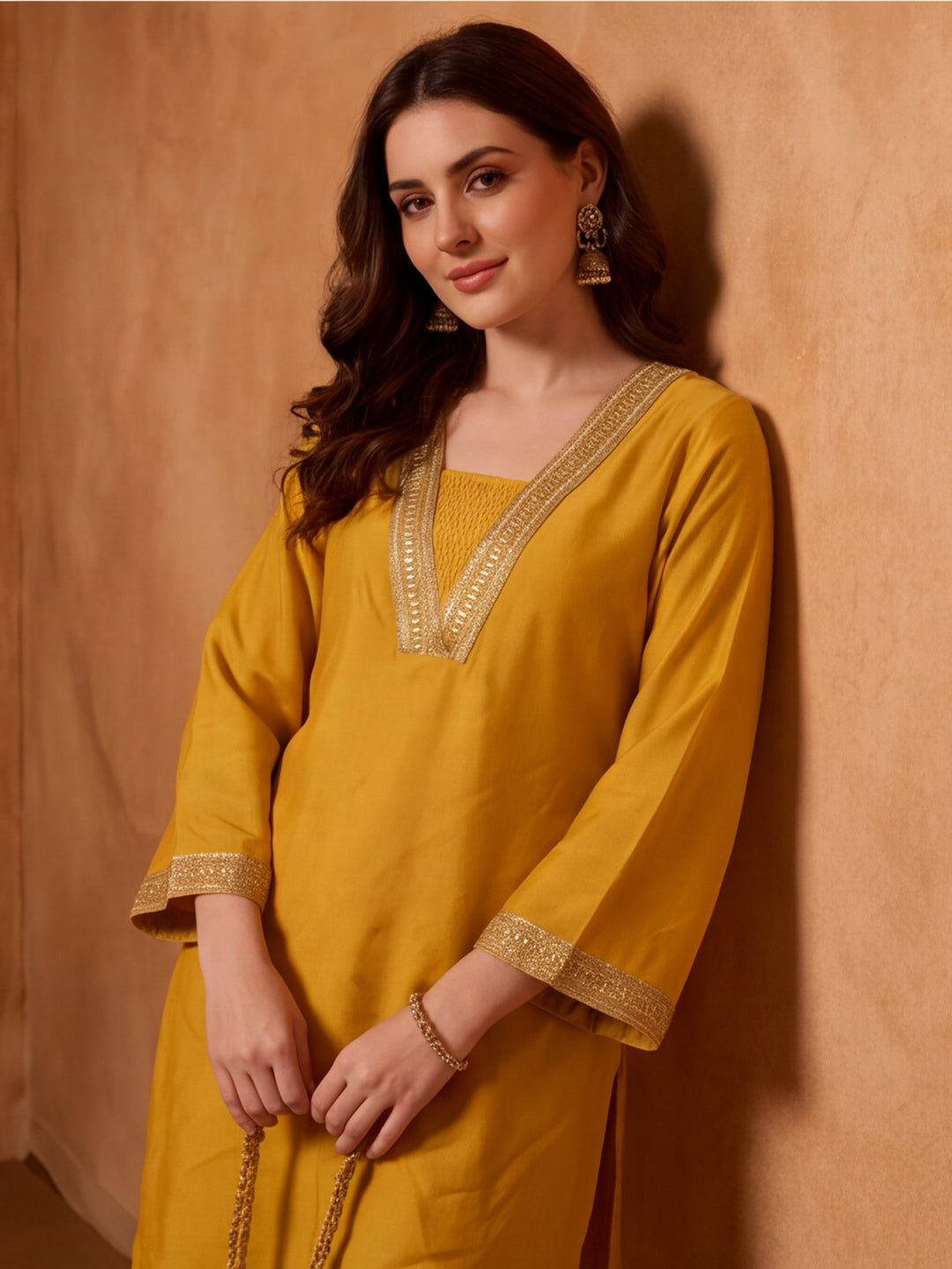 Floral Embroidered Straight Kurta & Farshi Salwar Sets