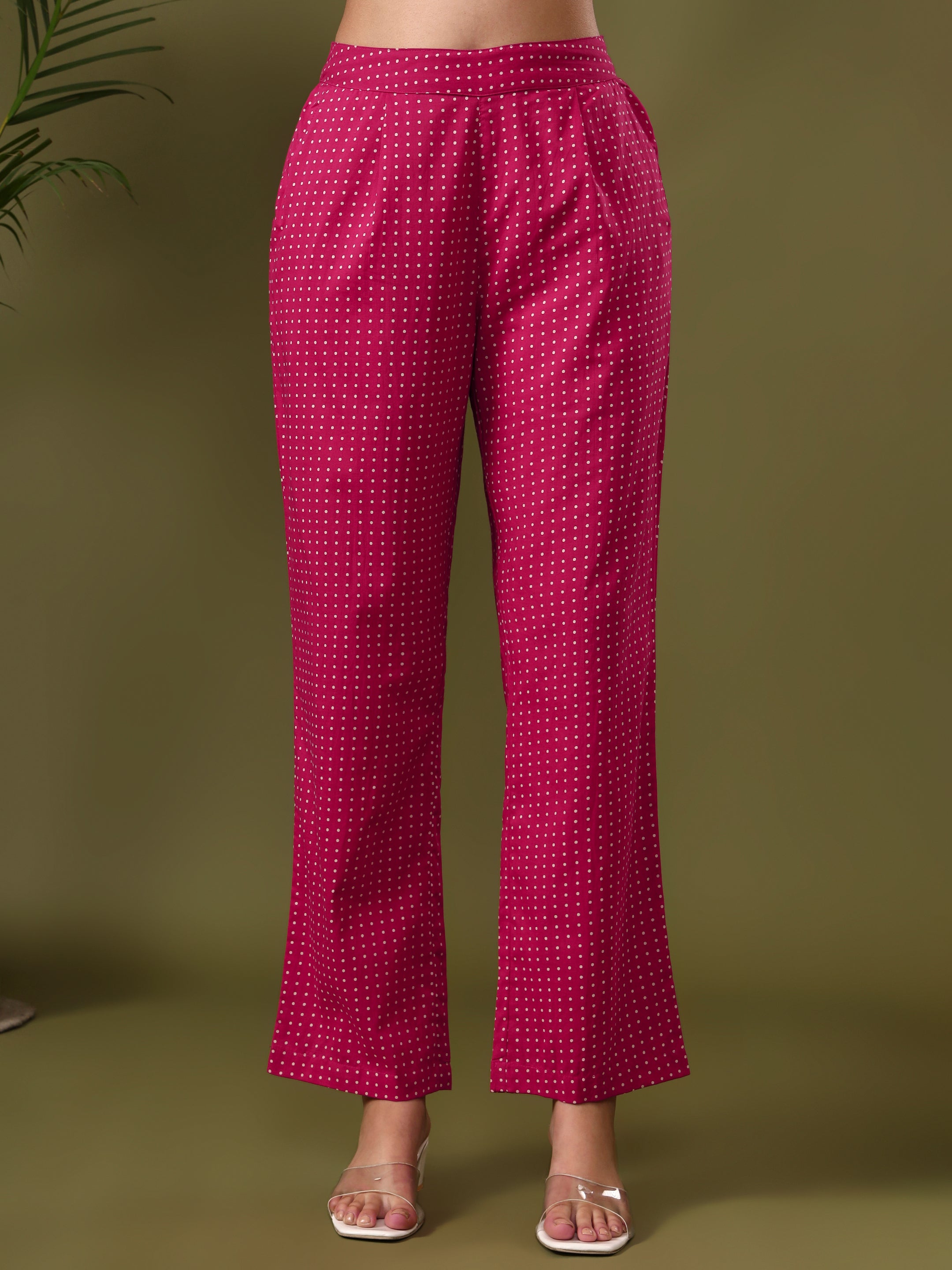 Animal Embroidered Straight Pure Cotton Kurta & Trousers Sets