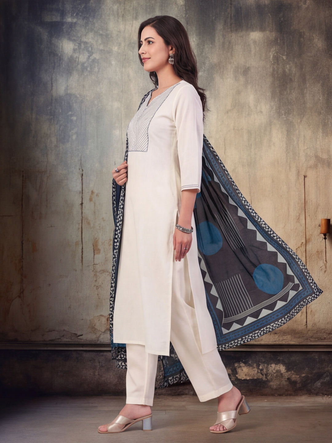 Solid Cotton Straight Kurta & Trouser Sets