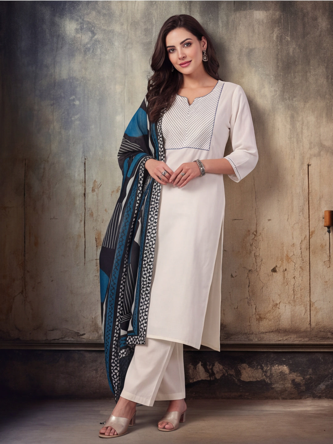 Solid Cotton Straight Kurta & Trouser Sets