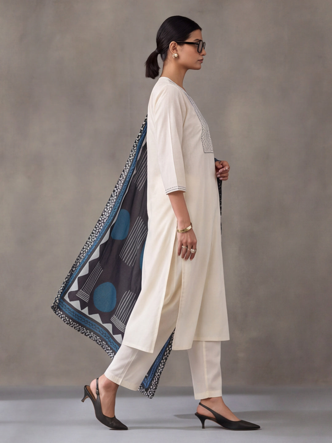 Solid Cotton Straight Kurta & Trouser Sets