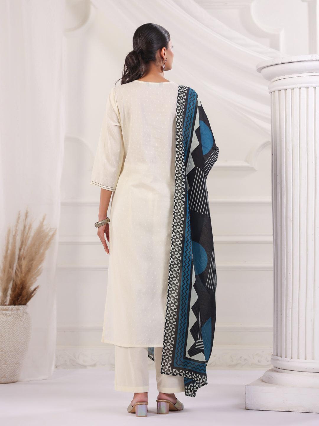 Solid Cotton Straight Kurta & Trouser Sets