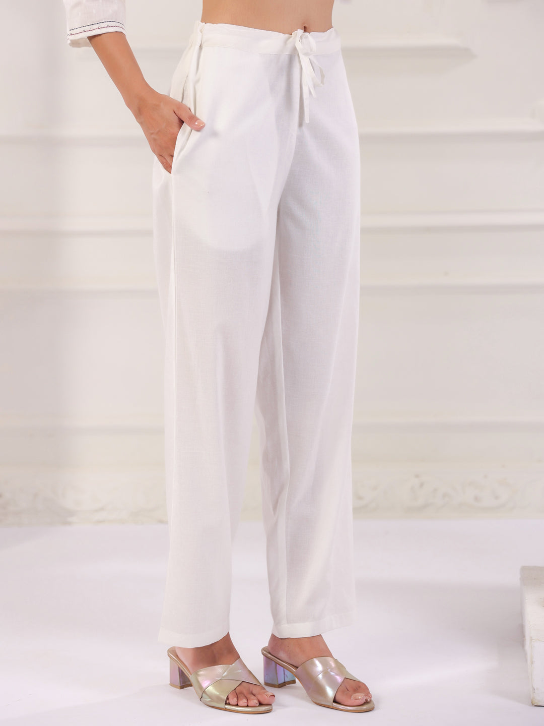 Solid Cotton Straight Kurta & Trouser Sets