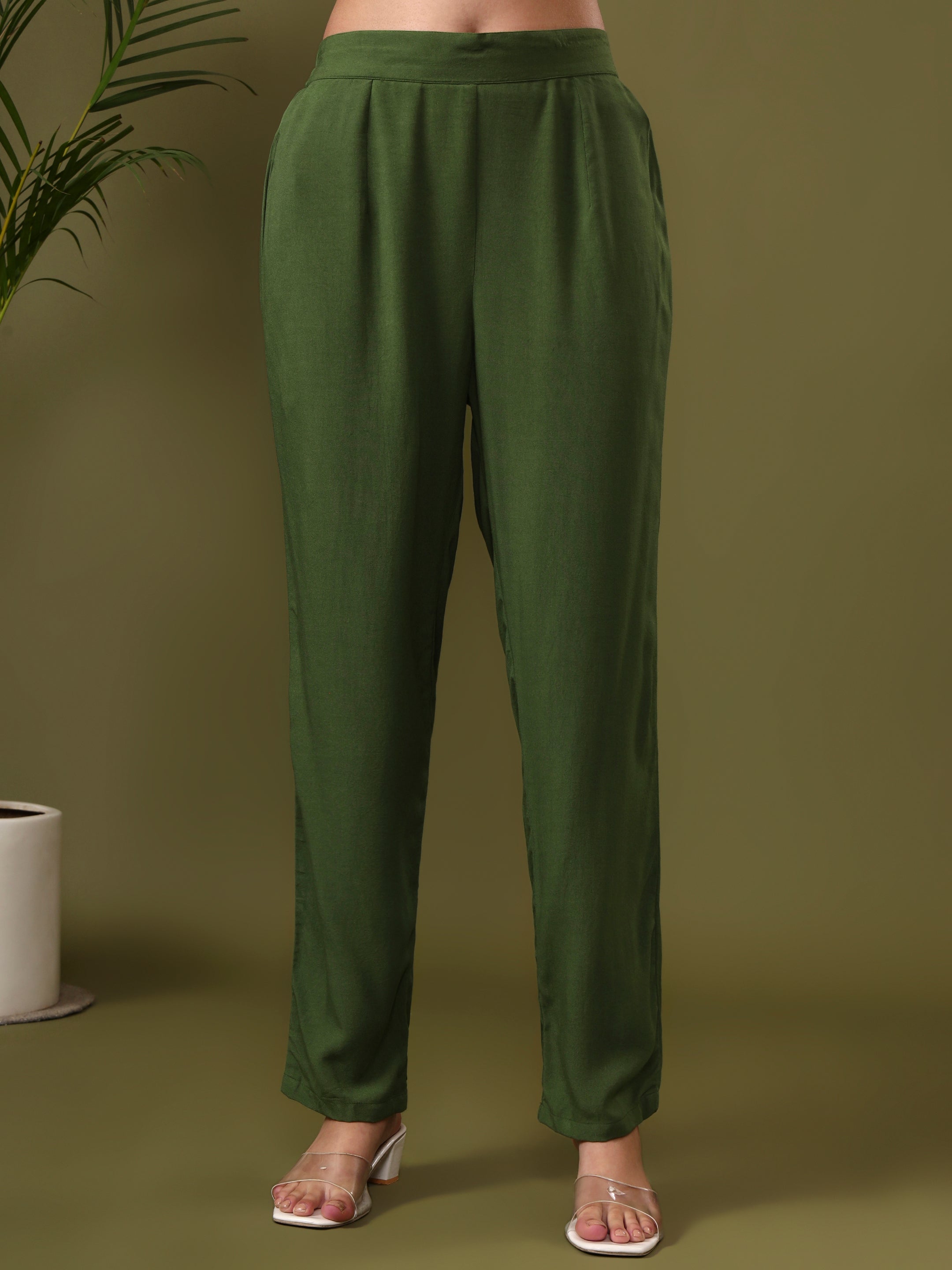 Floral Embroidered Straight Kurta & Trousers Sets