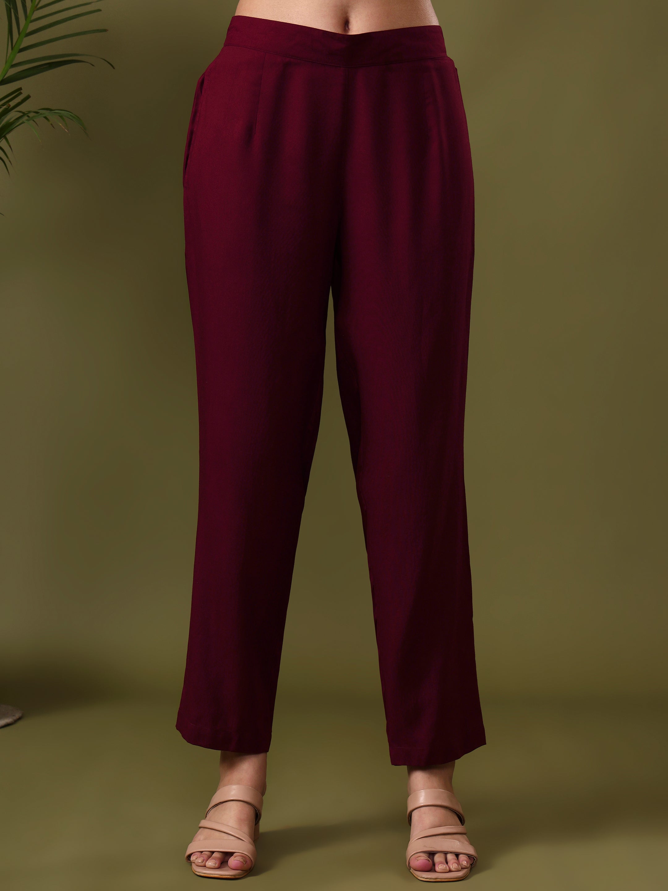 Floral Embroidered Straight Kurta & Trousers Sets