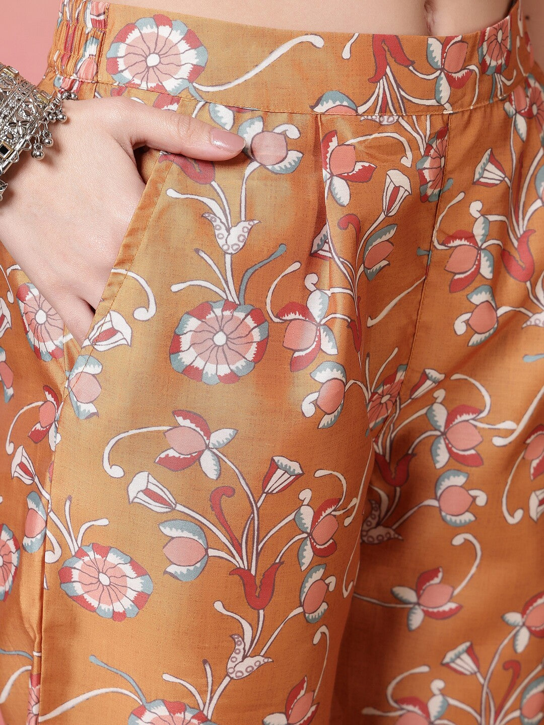 Floral Embroidered Straight Kurta & Trousers Sets