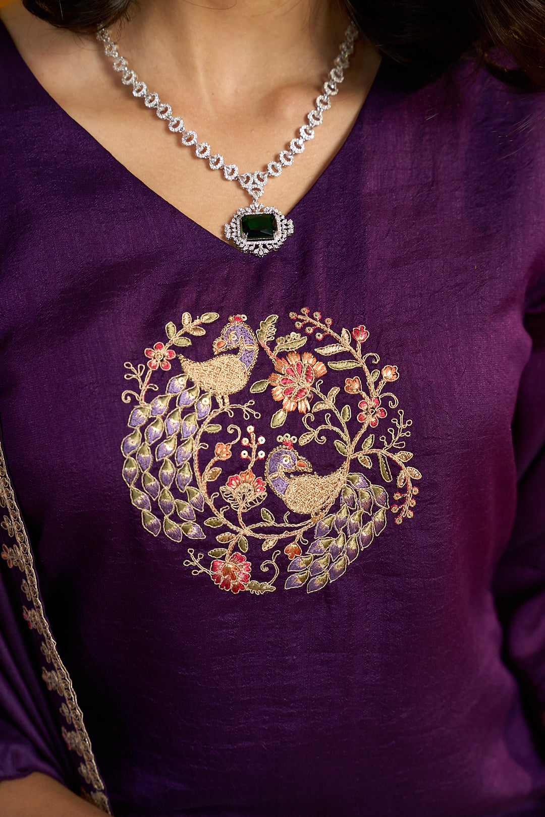 Floral Embroidered A-Line Silk Blend Kurta & Sharara Sets