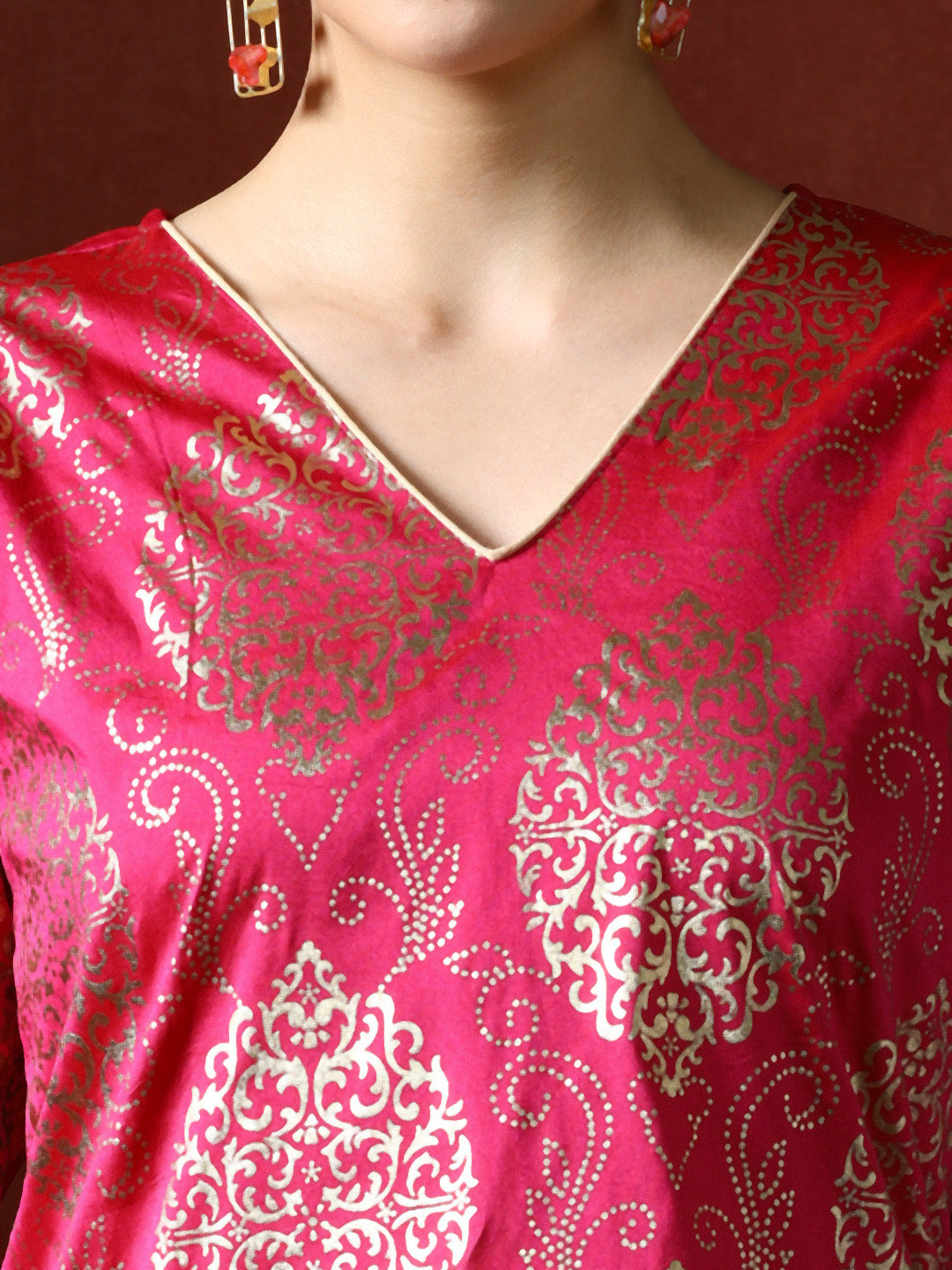 Floral Woven Design Straight Kurta