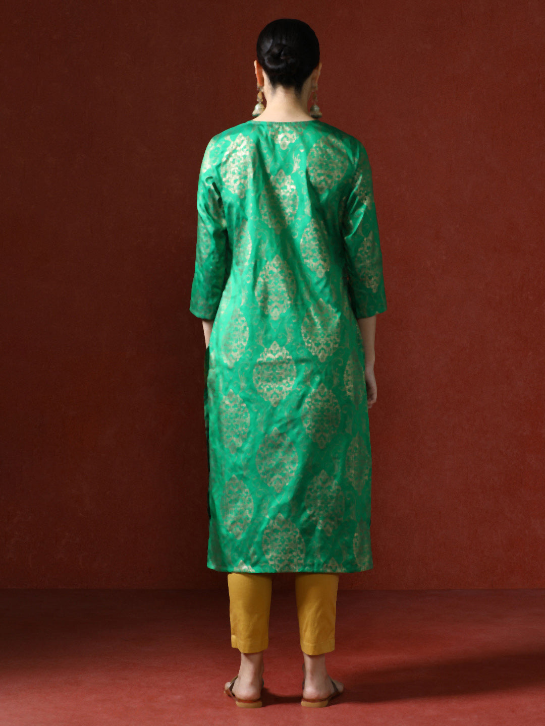 Floral Woven Design Straight Kurta
