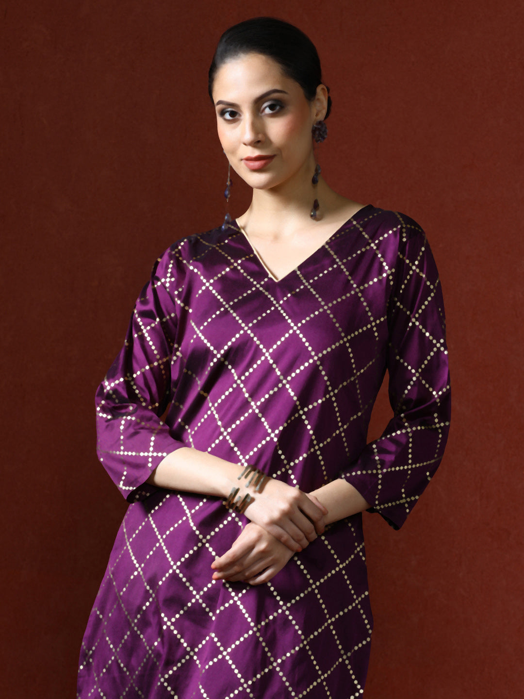 Floral Woven Design Straight Kurta